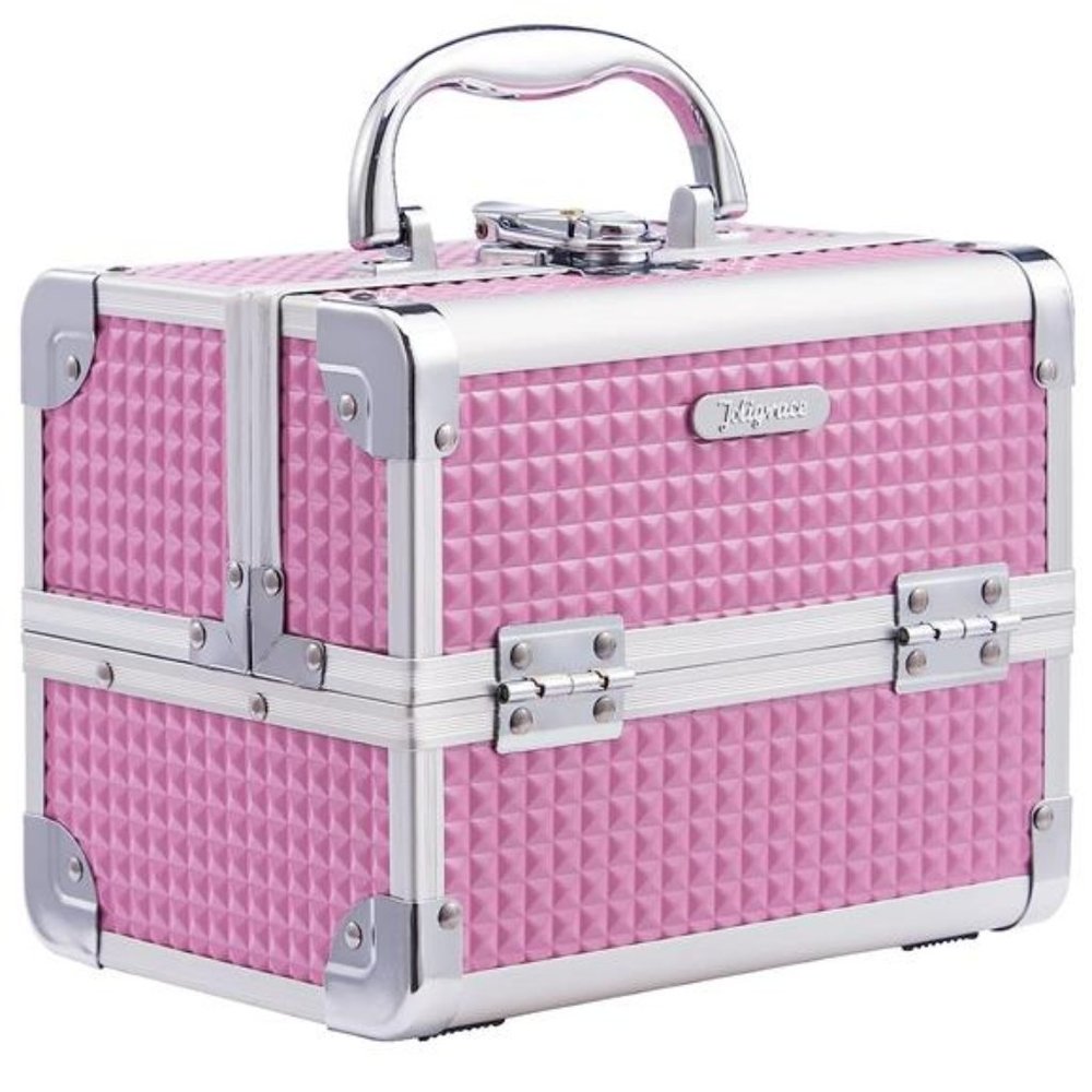 Makeup Train Case Portable Cosmetic Box Jewelry Organizer Lockable with Keys